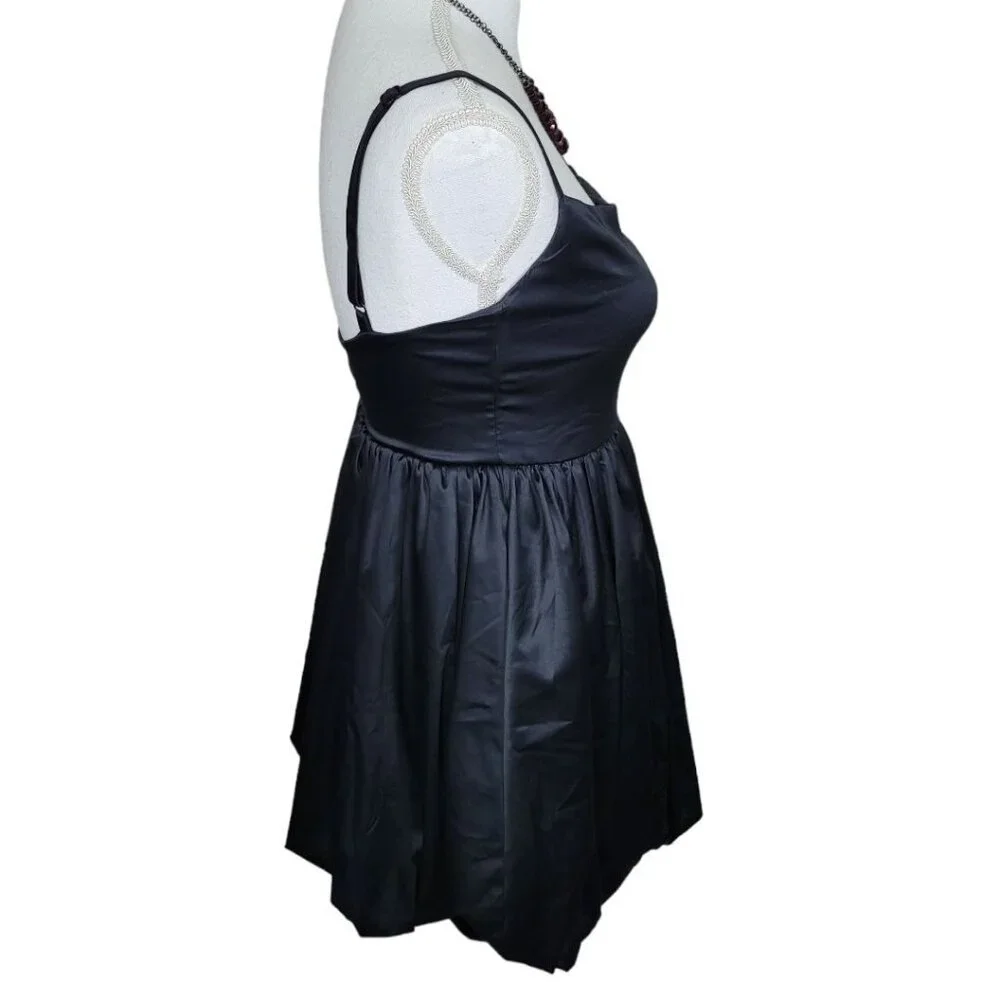 Ow Intimates Dress Black Short Spaghetti Cami Strap Zipper Size XL Pinup Cocktai